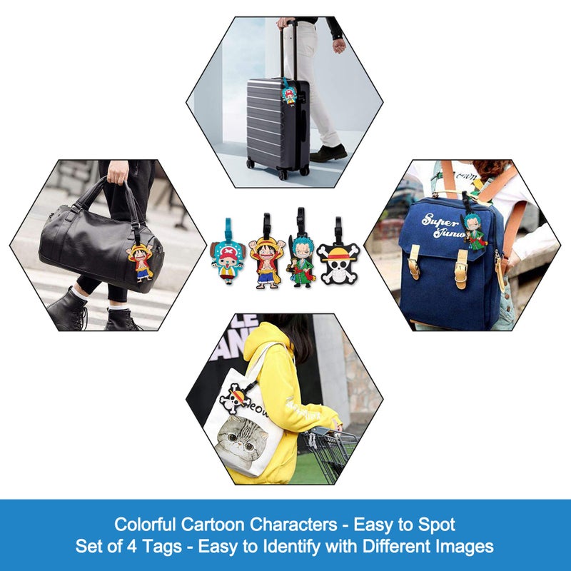 Finex 4 Pcs Set Pirates Sailers Silicone Travel Luggage Baggage Identification Labels ID Tag for Bag Suitcase Plane Cruise Ships with Belt Strap - Image 2